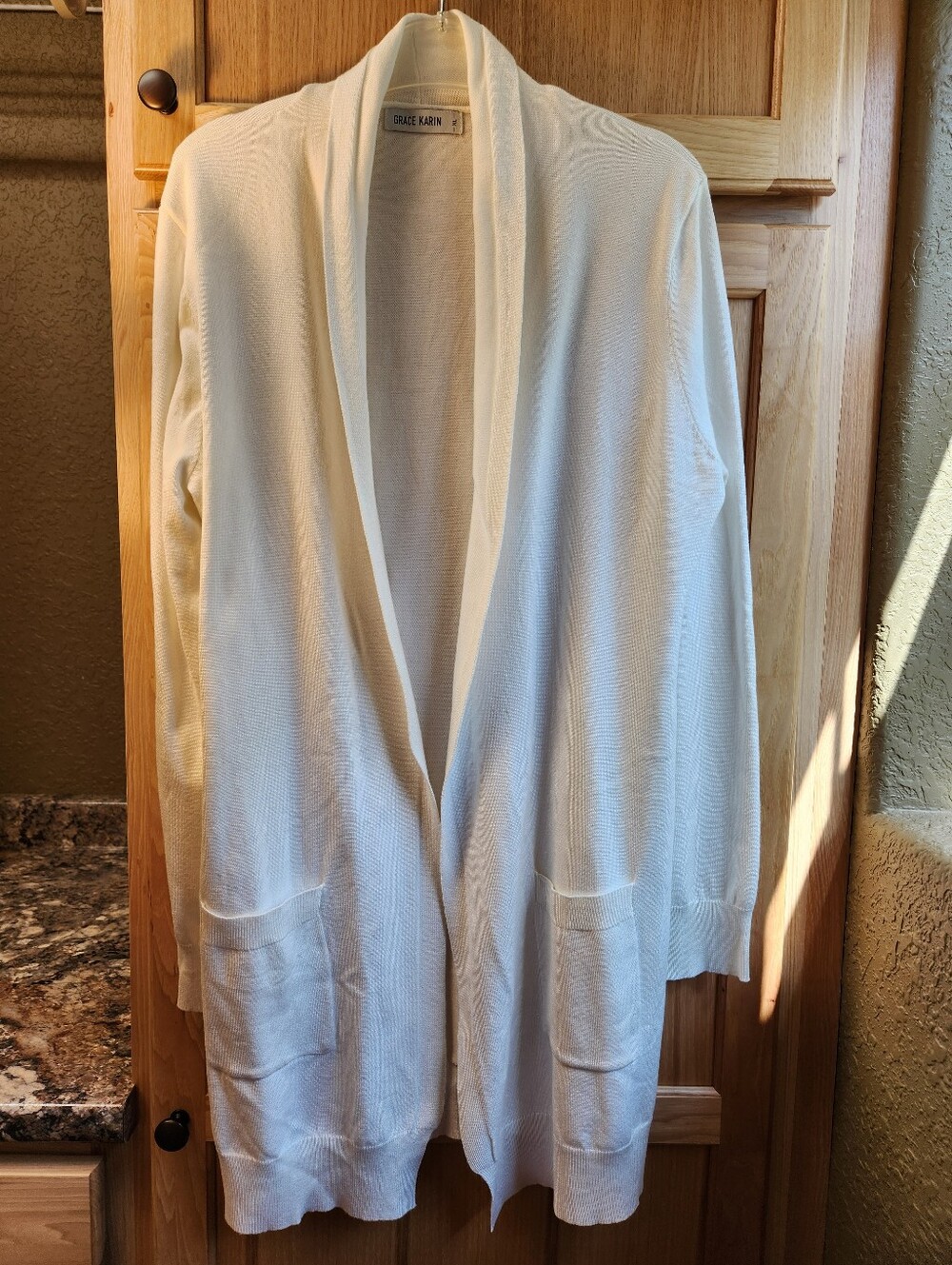 Grace Karin Cream Open-Front Shawl Collar Cardigan